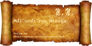 Mészáros Nikola névjegykártya